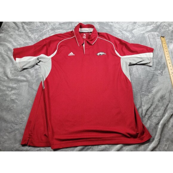 Arkansas Razorbacks Performance Polo Shirt Adult Large Red Adidas Climacool Mens - Picture 2 of 8